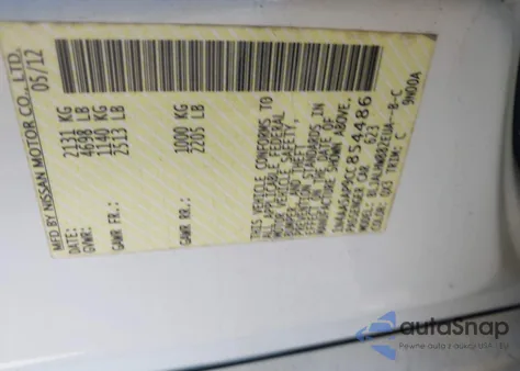 2012 Nissan Maxima 3.5 Sv z USA, uszkodzony, nr VIN 1N4AA5AP9CC854486